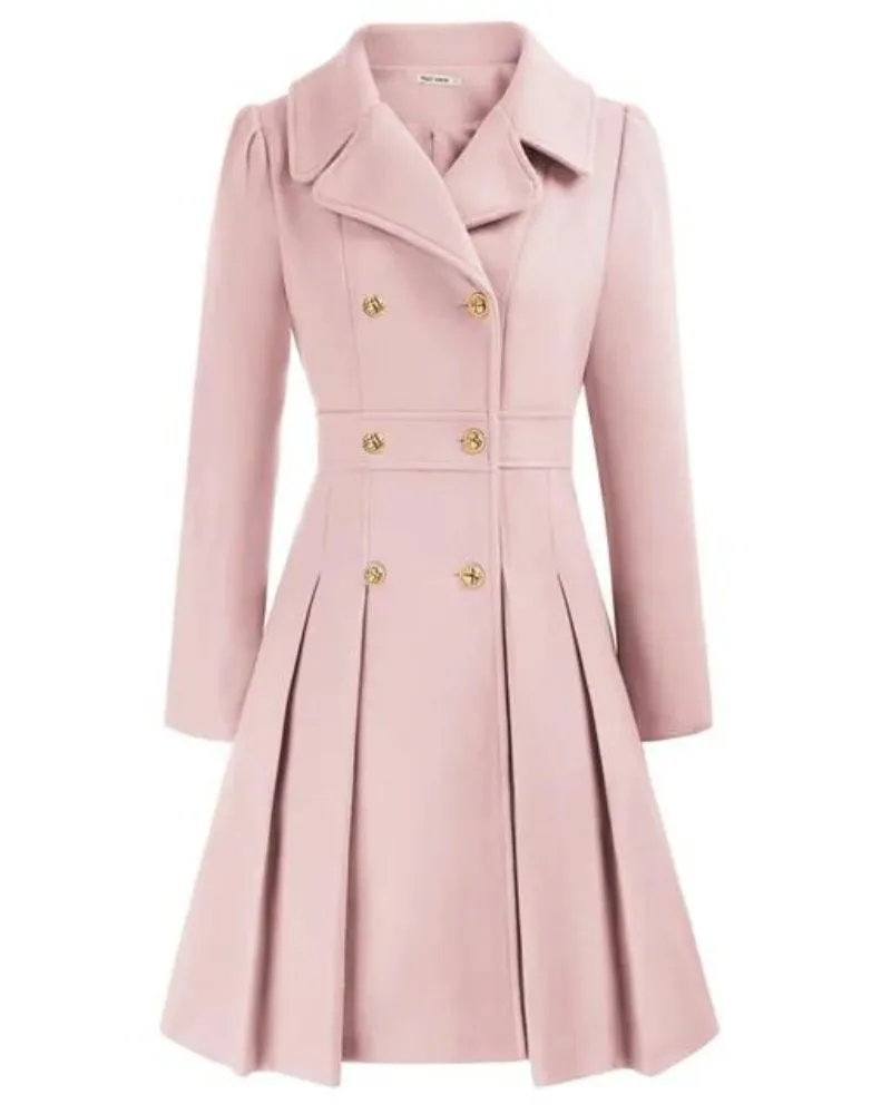 Woolen Aura™ | Women's Pleated Wool Coat | Warm, Stylish Design with Elegant Pleats & Cozy Fit