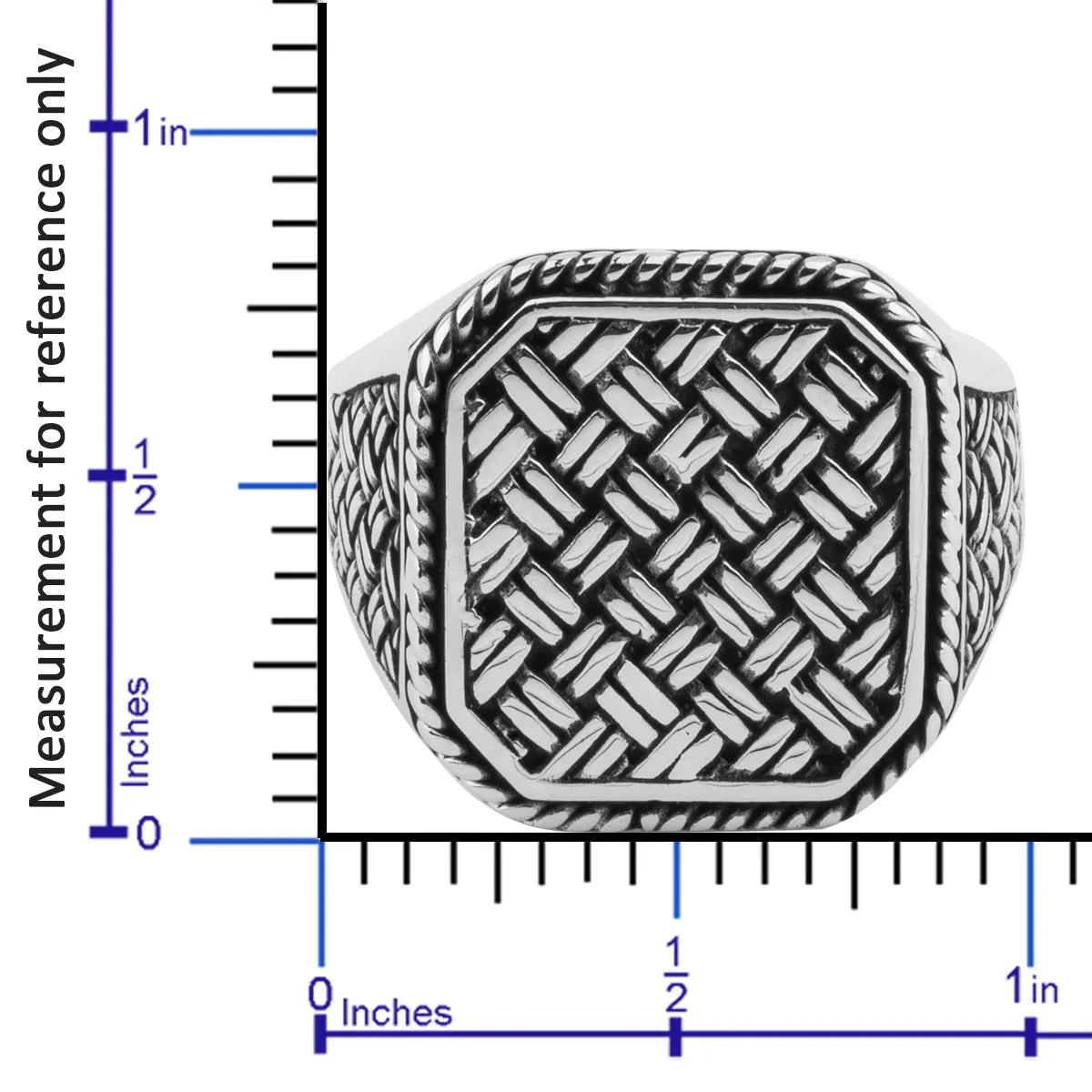 Woven/Mesh Design Large Square Sterling Silver Ring