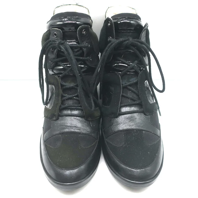 Y-3 Yohji Yamamoto x Adidas High Top Wedge Sneakers Black Leather Size UK 6 US 8