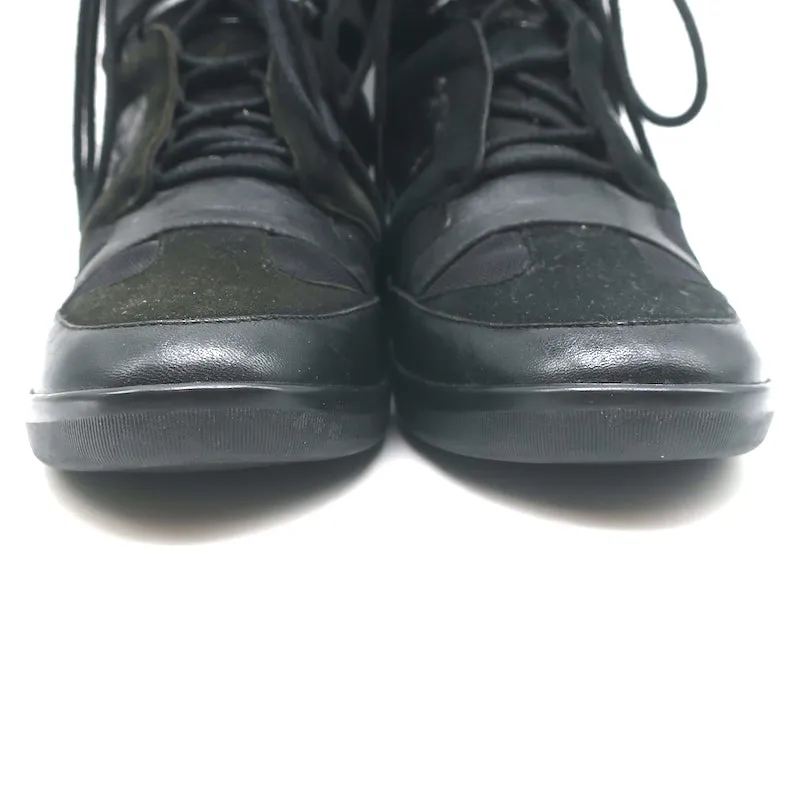 Y-3 Yohji Yamamoto x Adidas High Top Wedge Sneakers Black Leather Size UK 6 US 8