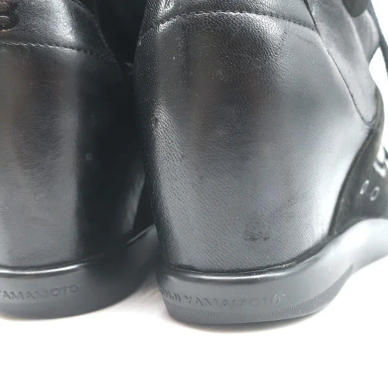 Y-3 Yohji Yamamoto x Adidas High Top Wedge Sneakers Black Leather Size UK 6 US 8