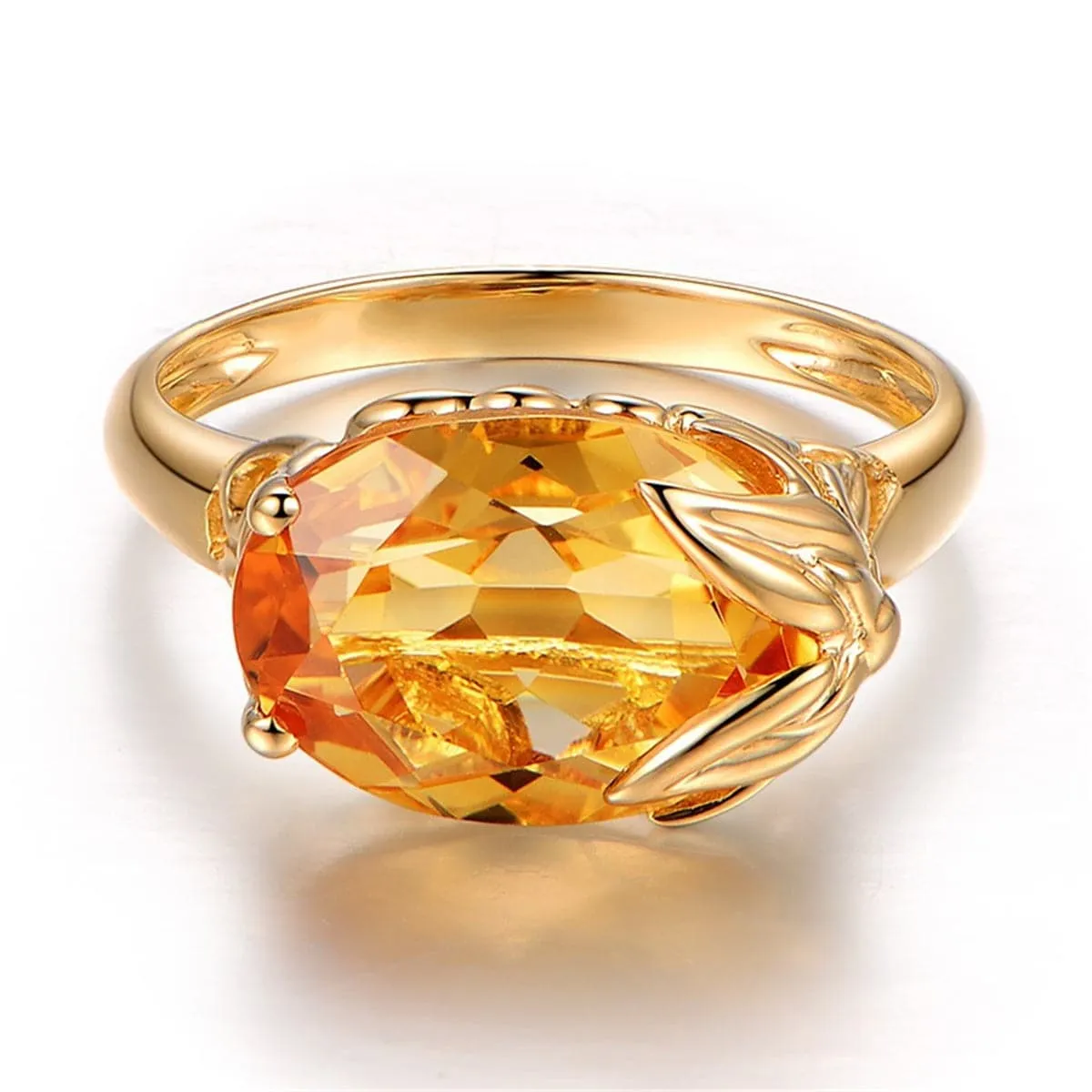 Yellow Crystal & 18K Gold-Plated Floral Ring