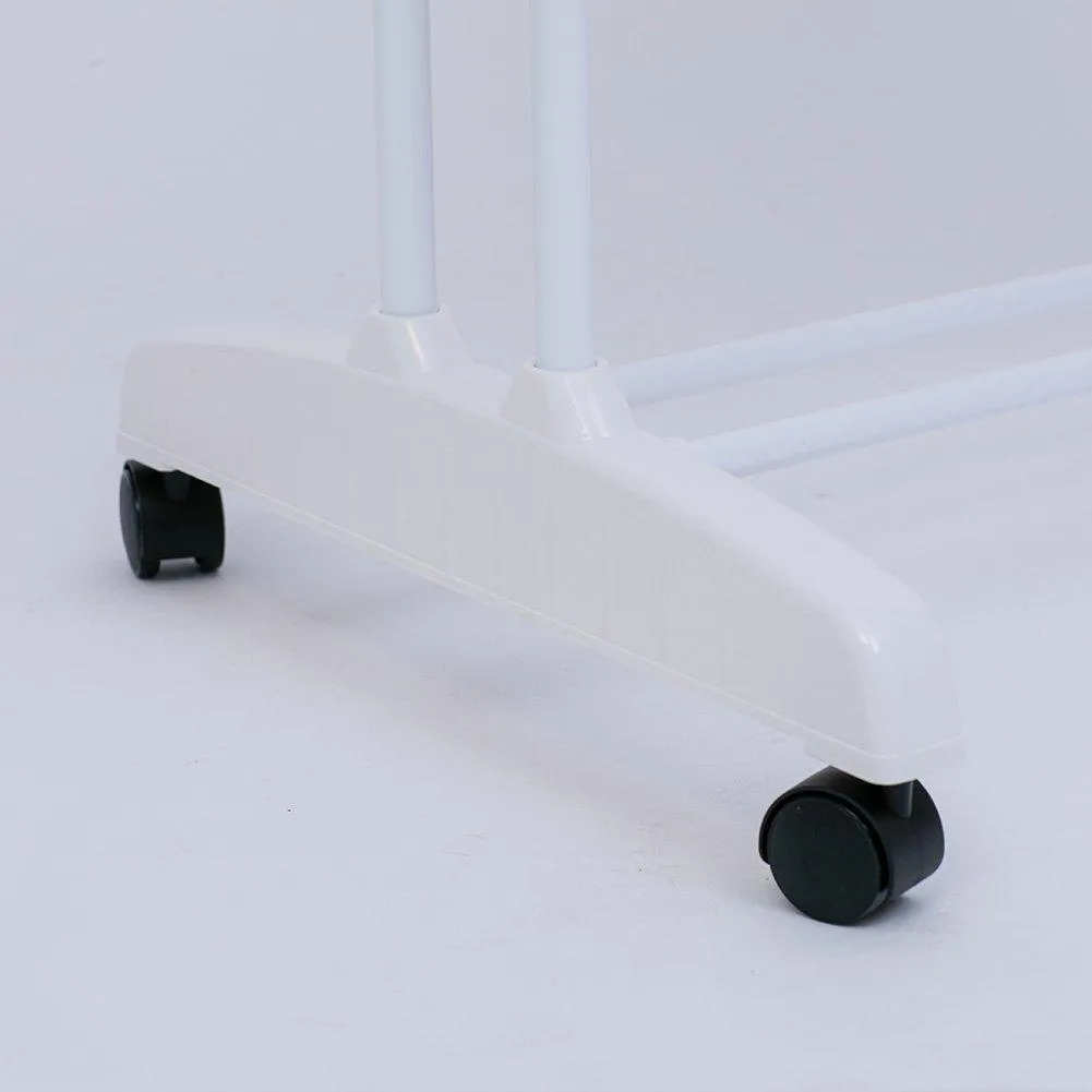 YUBELLES 2 Tier Rolling Clothes Drying Rack Collapsible Laundry Dryer Hanger Foldable Durable Hanging Rods Indoor & Outdoor Use White