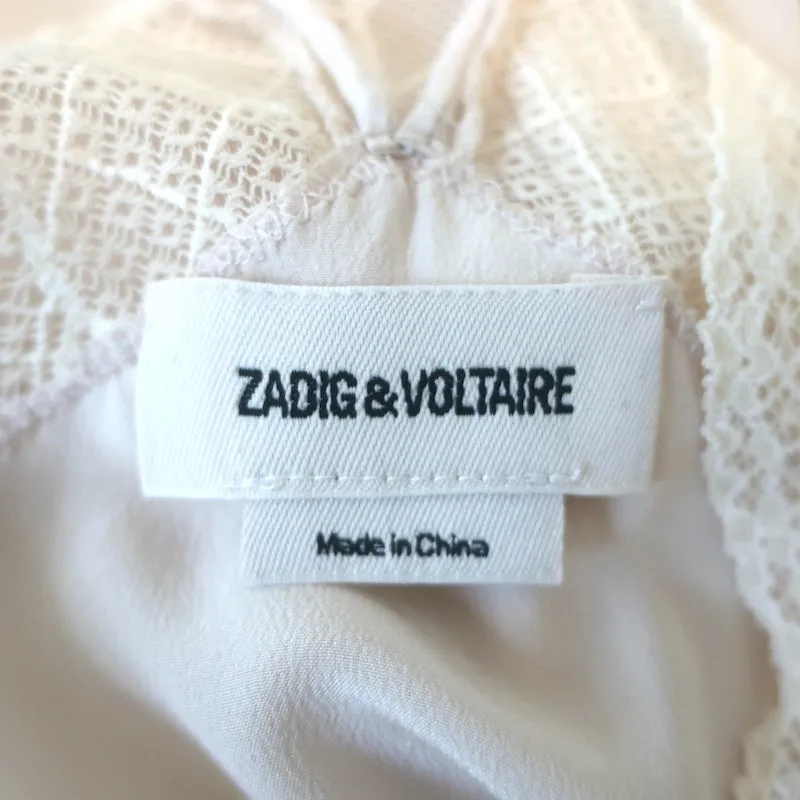 Zadig & Voltaire Christy Strass Rhinestone Camisole Ecru Silk Size Extra Small