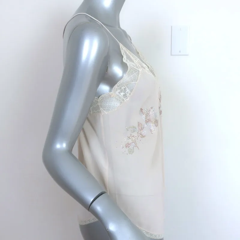 Zadig & Voltaire Christy Strass Rhinestone Camisole Ecru Silk Size Extra Small