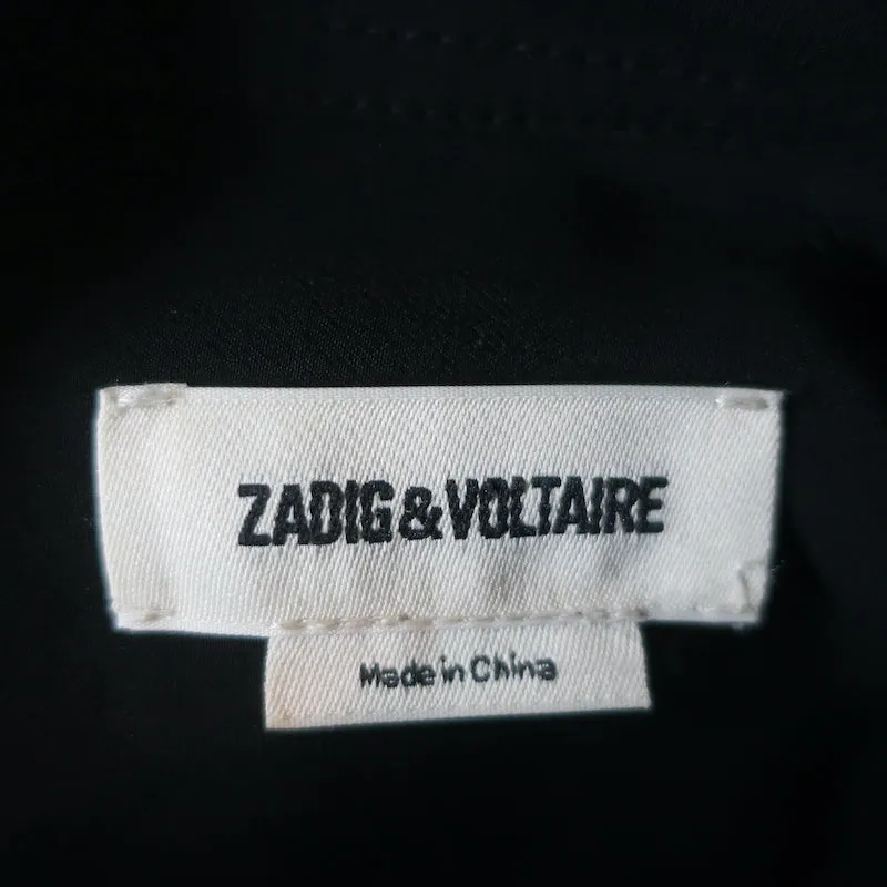 Zadig & Voltaire Rhinestone Stars Shirt Tamara Strass Black Crepe Size Small