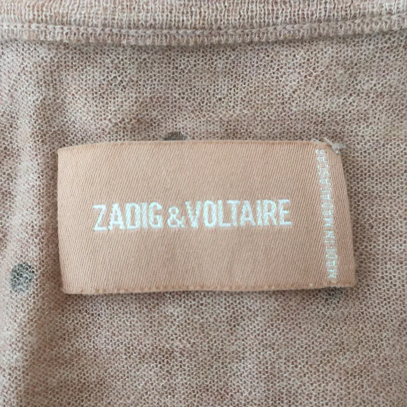 Zadig & Voltaire Riviera Rhinestone Cashmere Sweater Blush Size Extra Small NEW