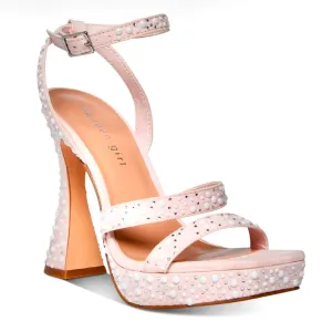 ZANEE Women's Platform Heeled Strappy Ankle Wrap Sandals