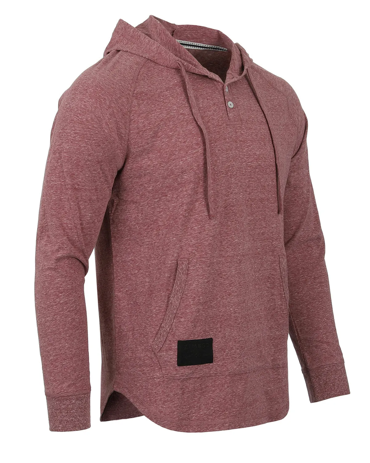 ZIMEGO Men's Long Sleeve Henley Raglan Hoodie with Kangaroo Pocket