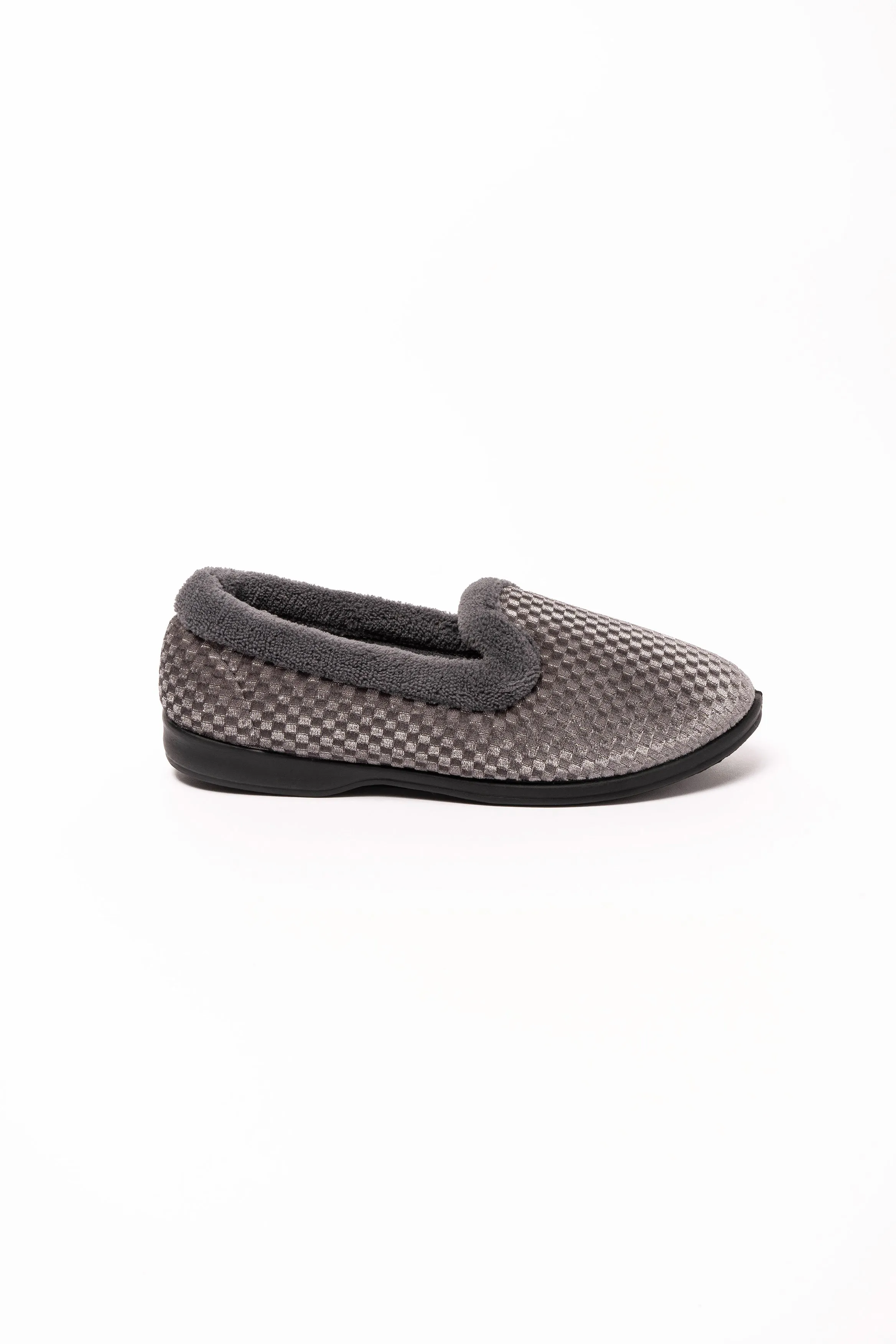 Zoe Grey Shimmer Fur Collar Slipper Memory Foam